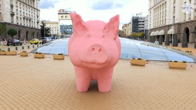 Прасе-касичка на Ларгото пред парламента