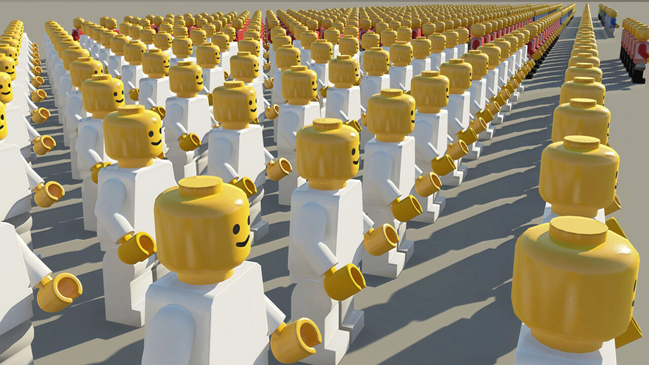 LEGO хора подредени в редици - колективизъм